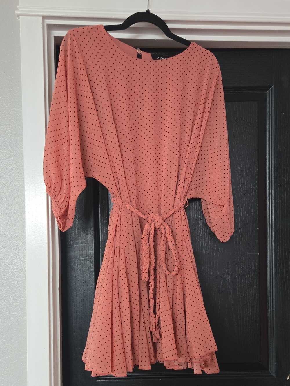 Aaka Pink Polka Dot Tie-Waist Dress Size Medium